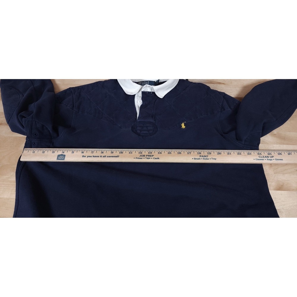 Polo Ralph Lauren Long Sleeve Blue White Rugby Shirt Custom Fit Mens Size XL - Picture 6 of 7